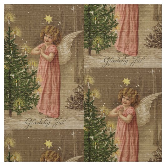 カラフルなヴィンテージのピンクのクリスマスの天使の織物 ファブリック (見本)