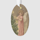 カラフルなヴィンテージのピンクのクリスマスの天使の装飾 オーナメント (正面)