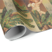 カラフルなヴィンテージのホワイトクリスマスの天使のギフトの紙 ラッピングペーパー (ロールコーナー)