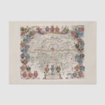 カラフルなヴィンテージの姿及び紋章の旧世界の地図