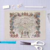 カラフルなヴィンテージの姿及び紋章の旧世界の地図 薄葉紙 (クラフト)