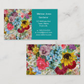 カラフルなヴィンテージの花柄 名刺 (正面/裏面)