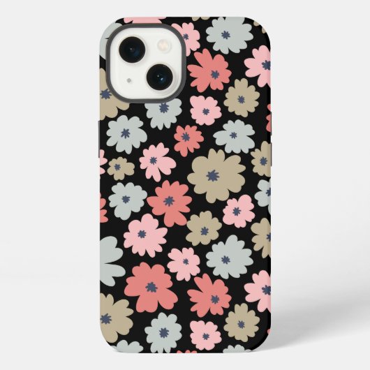 カラフルなヴィンテージの花柄       iPhoneケース (裏面)