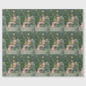 カラフルなヴィンテージの青いクリスマスの天使のギフトの紙 ラッピングペーパー (フラット)