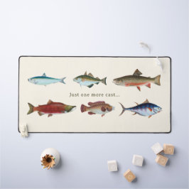 カラフルなヴィンテージの魚のイラスト デスクマット