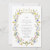 カラフルなヴィンテージガーデン　モノグラム　ウェディング　QRコード 招待状 (正面)