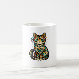 カラフルなヴィンテージ風猫マグカップ - かわいいファンタジーな猫好き コーヒーマグカップ