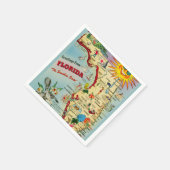 カラフルなヴィンテージ フロリダ マップ スタンダードカクテルナプキン (角)