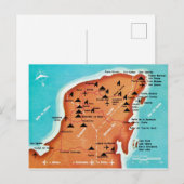カラフルなヴィンテージ ユカタン メキシコ 地図 ポストカード (正面/裏面)