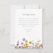 カラフルなヴィンテージ ワイルドフラワー ブライダルシャワーのお祝い サンキューカード (正面)
