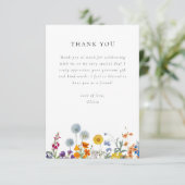 カラフルなヴィンテージ ワイルドフラワー ブライダルシャワー サンキューカード (スタンド正面)