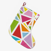 カラフルな三角形のパターン4 ラージクリスマスストッキング (正面 (吊り時))