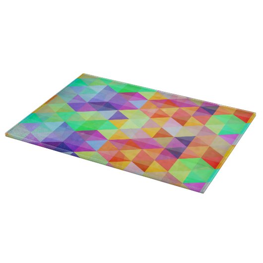 カラフルな三角形の多角形パターン カッティングボード (角)