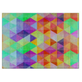 カラフルな三角形の多角形パターン カッティングボード (正面)
