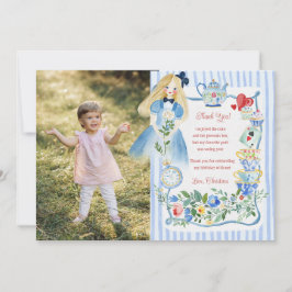 カラフルな不思議の国のアリスの誕生日 サンキューカード