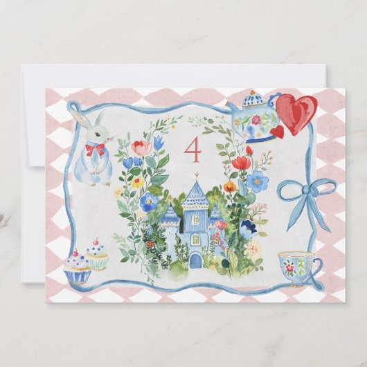 カラフルな不思議の国のアリスの誕生日 サンキューカード (裏面)