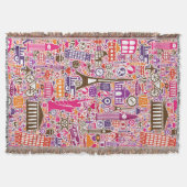 カラフルな世界パターン スローブランケット (正面)