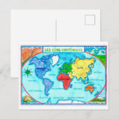 カラフルな世界地図ポストカード ポストカード (正面/裏面)