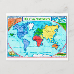 カラフルな世界地図ポストカード ポストカード