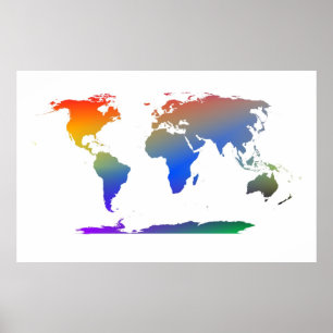 カラフルな世界地図 ポスター
