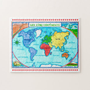 カラフルな世界地図 11x14 ポストカード ジグソーパズル