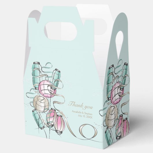 カラフルな中国のランタンとリボンのテーマ フェイバーボックス (オープン)