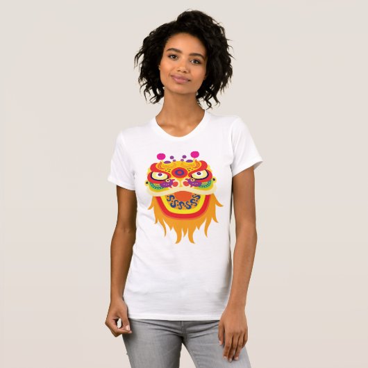カラフルな中国獅子舞の頭 Tシャツ (正面フル)