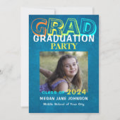 カラフルな中学校の卒業写真 招待状 (正面)