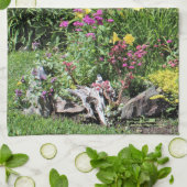 カラフルな中間の夏の庭! キッチンタオル (折り畳み)