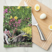 カラフルな中間の夏の庭! キッチンタオル (四つ折り)