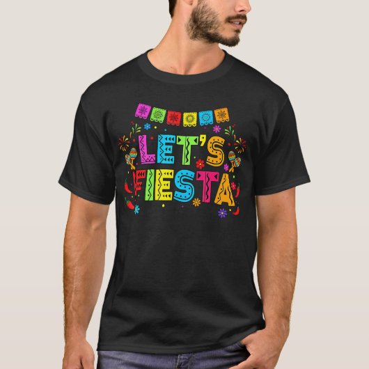 カラフルな五月五日メキシコフィエスタパーティーバナー Tシャツ (正面)