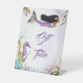 カラフルな人魚のギフト歓迎食卓看板 台座サイン (正面)