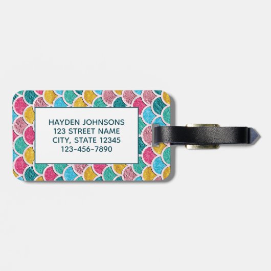 カラフルな人魚はモノグラムをはかりで測ました ラゲッジタグ (裏面横)