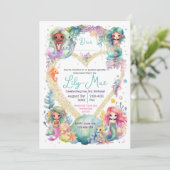 カラフルな人魚パーティーの招待状 招待状 (スタンド正面)