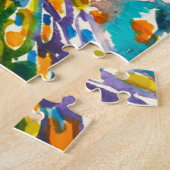 "カラフルな会話"のハチドリ及び孔雀 ジグソーパズル (側面)