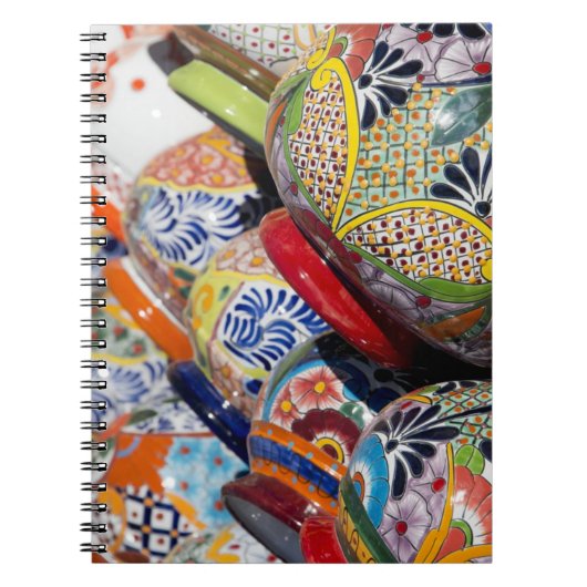 カラフルな伝統的な手描きのメキシコの陶器 ノートブック (正面)