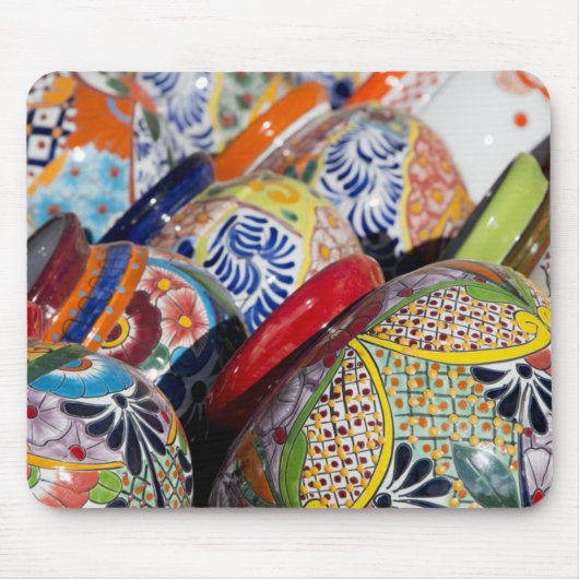 カラフルな伝統的な手描きのメキシコの陶器 マウスパッド (正面)