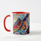 カラフルな伝統的な手描きのメキシコの陶器 マグカップ (左)