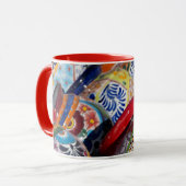 カラフルな伝統的な手描きのメキシコの陶器 マグカップ (正面左)