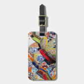 カラフルな伝統的な手描きのメキシコの陶器 ラゲッジタグ (正面縦)