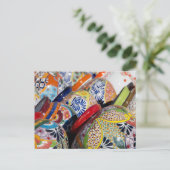 カラフルな伝統的な手描きのメキシコの陶芸 ポストカード (スタンド正面)