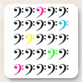 カラフルな低音部記号のコルクコースター コースター (正面)