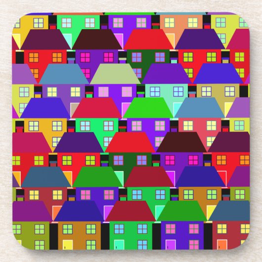 カラフルな住宅コミュニティ コースター (正面)