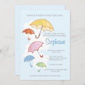 カラフルな傘のベビーシャワーの招待状 招待状 (正面/裏面)