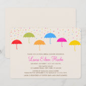 カラフルな傘 ブライダルシャワーの招待状 招待状 (正面/裏面)