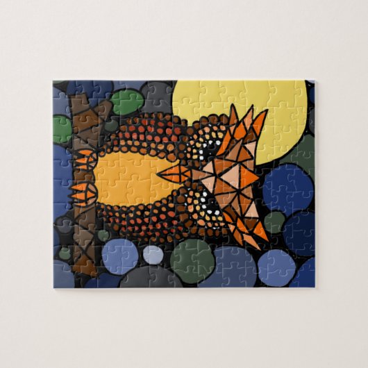 カラフルな元のフクロウの抽象美術のデザイン ジグソーパズル (横)