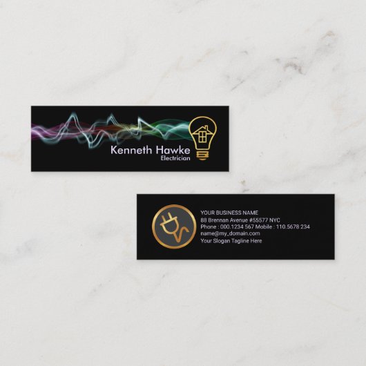 カラフルな充電の金ゴールドの家の球根 スキニー名刺 (正面/裏面)