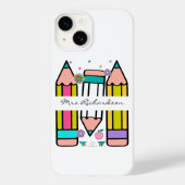 カラフルな先生の名前鉛筆のキャラクター Case-Mate iPhoneケース (裏面)