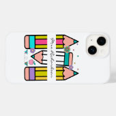 カラフルな先生の名前鉛筆のキャラクター Case-Mate iPhoneケース (裏面 (横))