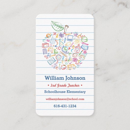 カラフルな先生のAppleの名刺 名刺 (正面)